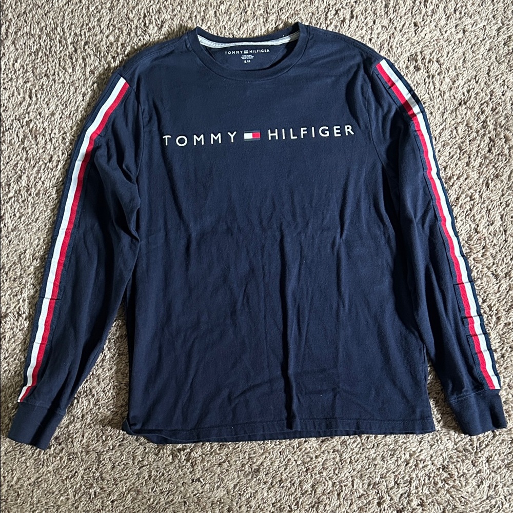 Tommy Hilfiger Navy Crewneck with Stripe Accents